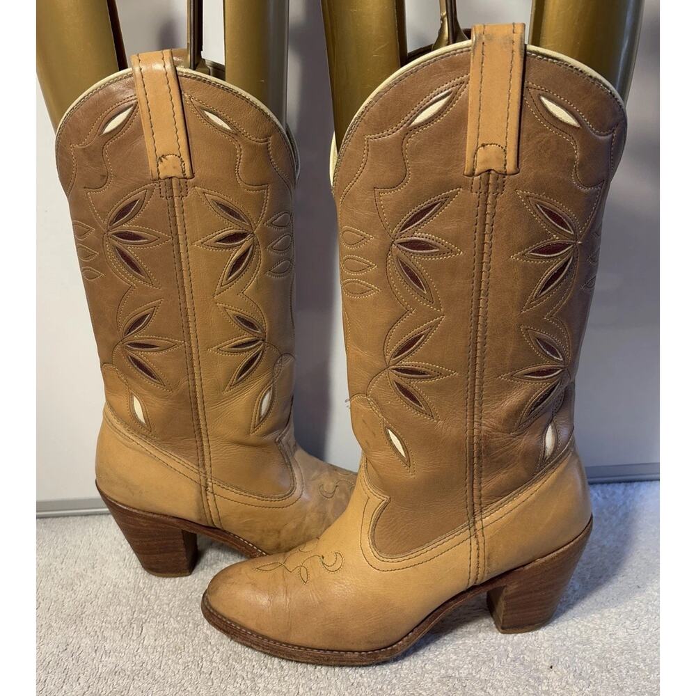 Dingo Acme Women Cowboy boots-Size 7.5 M Model 7408 -Beige -Brown - Picture 3 of 13